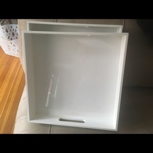 West Elm square lacquer trays.  12.5x12.5